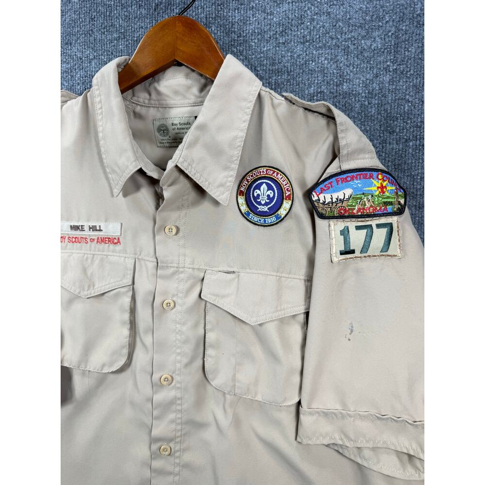 Boy Scouts Of America Uniform Shirt Men's Large Vented Patchwork Scouting - Picture 3 of 9